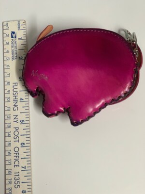 Rose Pink Leather Piggy Coin Wallet - image3